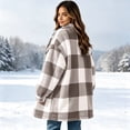 thumbnail image 6 of Womens Fleece Jacket Button Down Plaid Flannel Outerwear with Pockets Collar Warm Coat for Winter Weekend Wear Casual Fall Winter Outerwear, 6 of 9