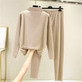 thumbnail image 2 of Tweang Thermal Sets for Women Women Long Johns Thermal Set Long Johns Womens Thermal Pajamas Ski Thermals for Women Thermals for Women Long Underwear Beige L-3XL, 2 of 6