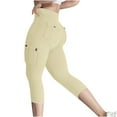 thumbnail image 3 of Bigersell Women's Pants Casual Womens Casual Solid Elastic High Waist Lifting Leggings Outdoor Fitness Running Climbing Flap Pocket Yoga Pants Khaki xl, 3 of 9