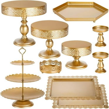 10 Pieces Gold Cake Stand, Metal Round Cupcake Tower, Decorative Dessert Fruit Candy Display Plate for Wedding, Anniversary, Birthday Party, Celebration