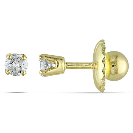 Cutie Pie Diamond-Accent 14kt Yellow Gold Girls' Screwback Stud Earrings