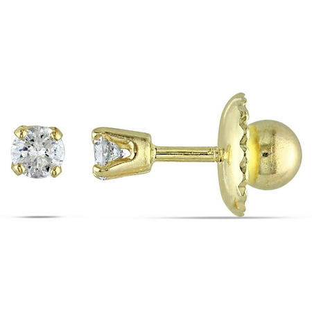 Cutie Pie Diamond-Accent 14kt Yellow Gold Girls' Screwback Stud Earrings