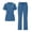 Blue, variant on Two Piece Scrub Uniform Set Women V Neck Short Sleeve Top Drawstring Straight Pants Stretch Medical Work Outfits Purple S