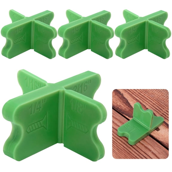4-Pack Green ABS Deck Spacer Tools – 1/16, 1/8, 3/16 and 1/4 Inch Deck Board Spacers