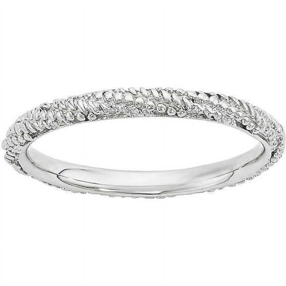 Sterling Silver Polished Textured Ring
