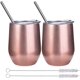 thumbnail image 1 of Copas de vino de acero inoxidable MACHAO con tapas oro rosa 2 piezas taza de café de viaje 12 oz, 1 of 5