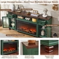 thumbnail image 5 of 70" Fireplace TV Stand for TV up to 80", Entertainment Center with 36.5" Electric Fireplace Media Console Table for Living Room with Glass Shelves, Green, 5 of 8