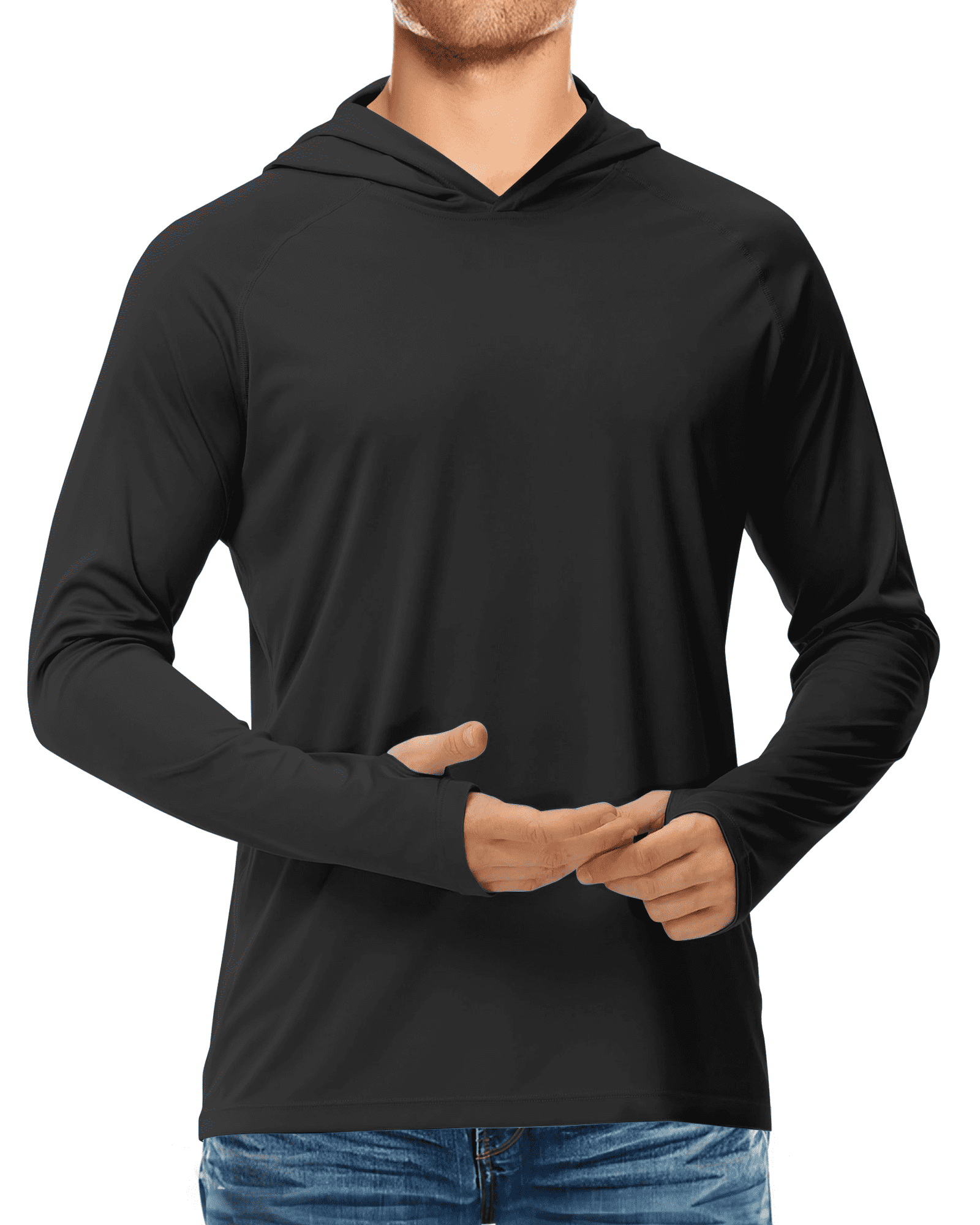 Sanmadrola Mens UPF 50+ Sun Protection Hoodie Fishing Shirts for Men Long Sleeve SPF Hiking Running Workout Thumbhole Shirt Hooded Quick Dry Lightweight