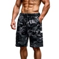 thumbnail image 2 of Domuza Mens Camo Cargo Shorts Summer Outdoor Sports Fishing Hiking Shorts Lightweight Elastic Waist Casual Short Pants with Multi-Pocket Dark Gray 2XL, 2 of 4