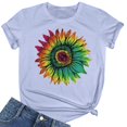 thumbnail image 5 of TSADFHJI T-Shirts pour Femmes Coupe Ample Tops de Noël pour Femmes Tendance Manches Courtes Col Rond Coupe Ample Chemises Confortables Blouses d'Été Douces T-Shirts Basiques Décontractés L Bleu, 5 of 5
