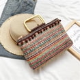 thumbnail image 1 of Granjero Gordo Bolso de mano tejido y bolsas de cosméticos, bolso de mano tejido elegante de playa de verano, bolso de hombro de 11,81 x 3,14 x 7,08 pulgadas (multicolor), 1 of 5