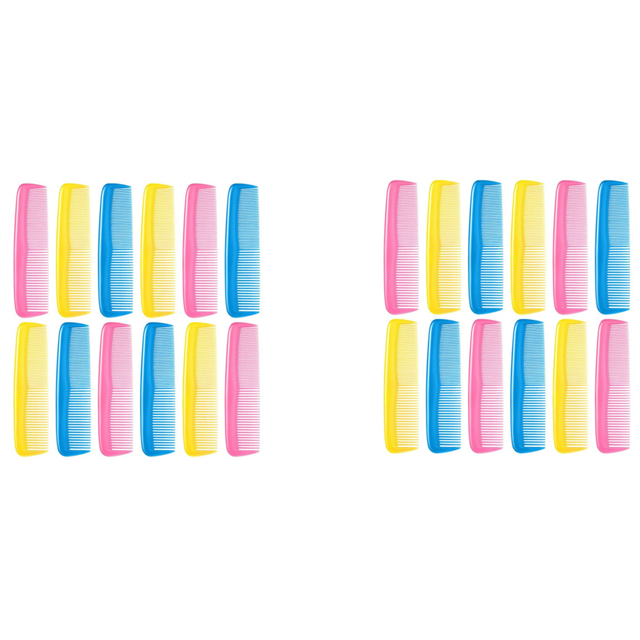 24 Pieces Colorful Hair Combs Set for Kids Women Men Colorful Plastic Fine Comb (Pink, Yellow, Blue)
