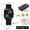 Black belt, black plate, black text, variant on Men's Quartz Watch, Light Luxury Business Style Square Watch with Magnetic Strap, Fashionable Trendy Men's Wristwatch