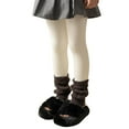 thumbnail image 1 of Girls Ribbed Knit Leggings Winter Lined Tights With Vertical Stripes Panel Design For Cold Weather Outdoor Play Leather Pants Girls Size 8 Athletic Clothes Dance Pants Satin White 6-7Y, 1 of 7