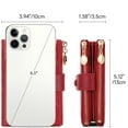 thumbnail image 4 of Small Wallets for Women Leather RFID Blocking Bifold Double Zipper Pockets Wallet Card Case Purse with 2 ID Windows, Red, Classic, 4 of 7