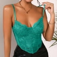 thumbnail image 4 of MGCWSH Women's Sexy Floral Lace Sheer Mesh Corset Bodysuit Spaghetti Strap Cami Tops Going Out Turquoise XS, 4 of 5