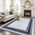 thumbnail image 3 of Area Rug 72×108in, Retro Minimalist Geometric Art Floor Carpet Living Room Rug, Vintage Farm Gray Square Non-Slip Welcome Mat Indoor Rugs for Bedroom Dining Room, 3 of 9