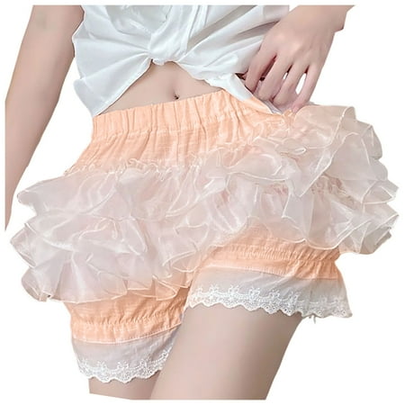 ZHAGHMIN Women S Plus Shorts Fashion Womens Lace Trim Shorts Layered Ruffle Trim Bloomers Shorts Cute Tiered Pants Vacation Shorts Pink SizeM