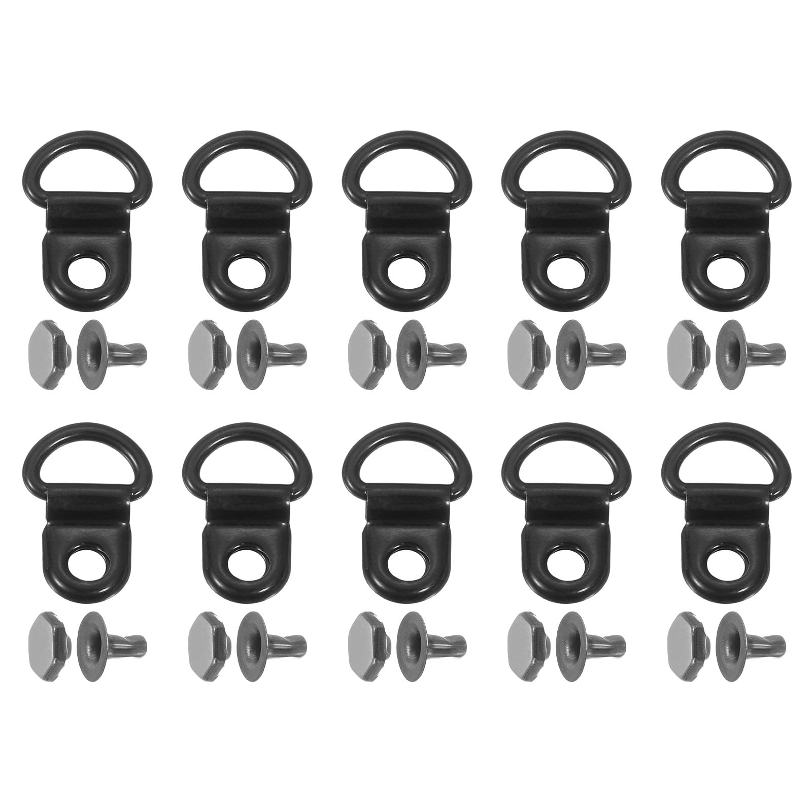 100 Set Shoelace Hook D-Ring Eyelet Buckles With Rivets - 9x14mm Silver Brass Loops For Shoes, Boots, Leather Craft, Bags, DIY Accessories