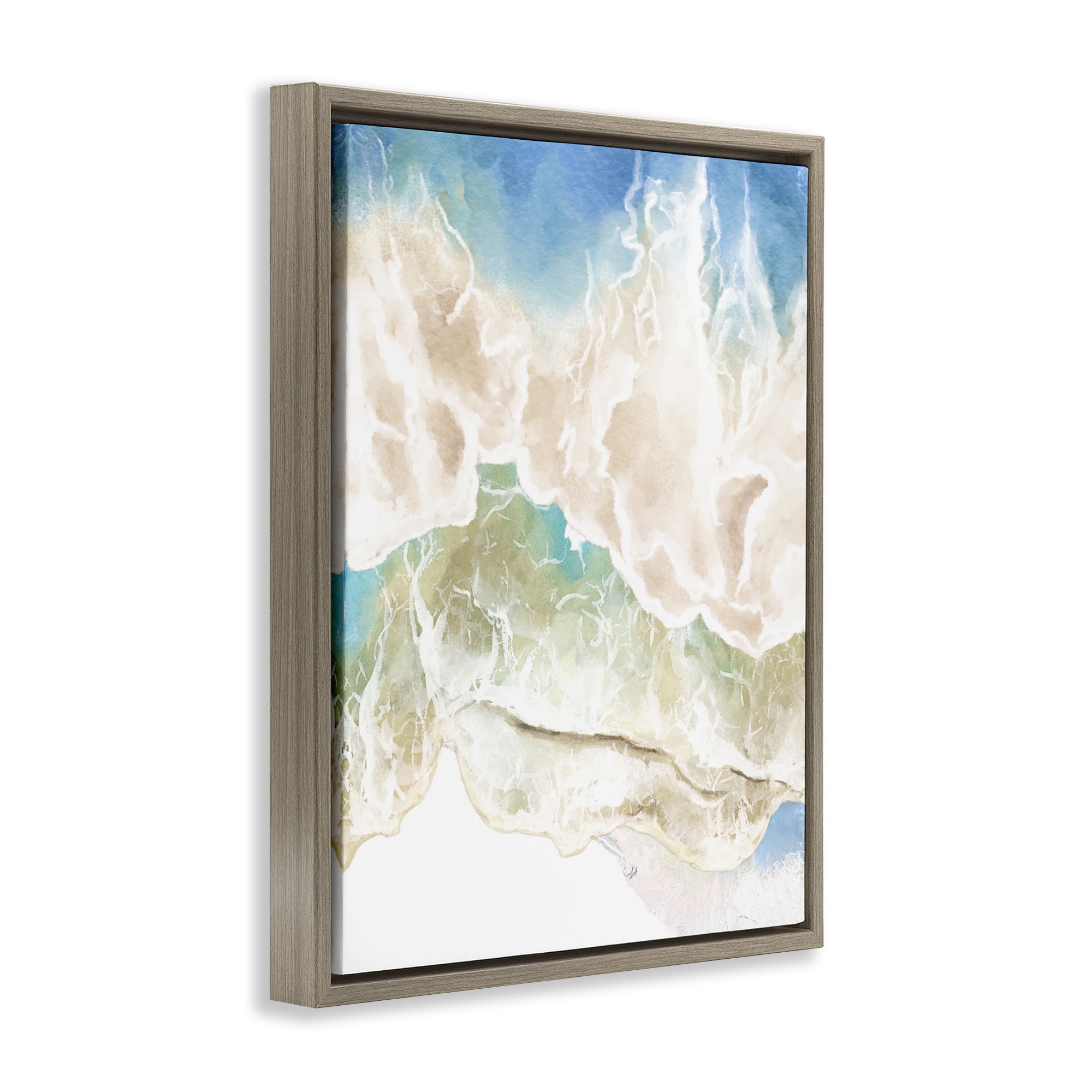 Stupell Industries Washed Away Tide Abstract Brown Framed Floater Canvas Wall Art, design by Jesse Keith