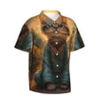 thumbnail image 2 of Daiia Sunflower Meditating Cat Hawaiian Shirt for Men Gentle Cotton Regular Short Sleeve Casual-Medium, 2 of 9