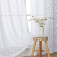 thumbnail image 4 of OVZME Leila White Sheer Curtains 90 Inches Long 2 Panels, Textured Jacquard Leaf Pattern Farmhouse Door Curtains for Living Room, Bedroom, Bathroom, Each 52Wx90L Inch, White, 4 of 7