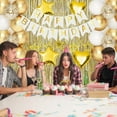 thumbnail image 6 of AlphaGeek White Gold Birthday Party Decorations for Women, Happy Birthday Banner, Gold Fringe Curtain, Heart Star Foil Confetti Balloons, Hanging Swirls, 6 of 7