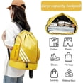 thumbnail image 7 of Fashion Sports Backpacks, Large Capacity Gym Bag, Drawstring Sports Bag, Football Bag, Adjustable Waterproof Sports Backpack with Ball Compartment Bottom Compartment for Women Men Junior (Yellow), 7 of 7