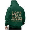 thumbnail image 3 of Love Jesus Hoodies for Men Christian Bible Verse Pullover Sweatshirt Casual Loose Green L, 3 of 4
