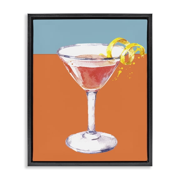 Stupell Industries Modern Cocktail on Blocked Hues Black Floating Frame Canvas Art, 17 x 21, by Susan Jill
