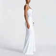 thumbnail image 4 of jtjvou Women's Halter Twist Knot Maxi Dress Draped Ribbon Ruched Cocktail Dress Sheer Mesh Bodycon Formal Dresses White XL, 4 of 5