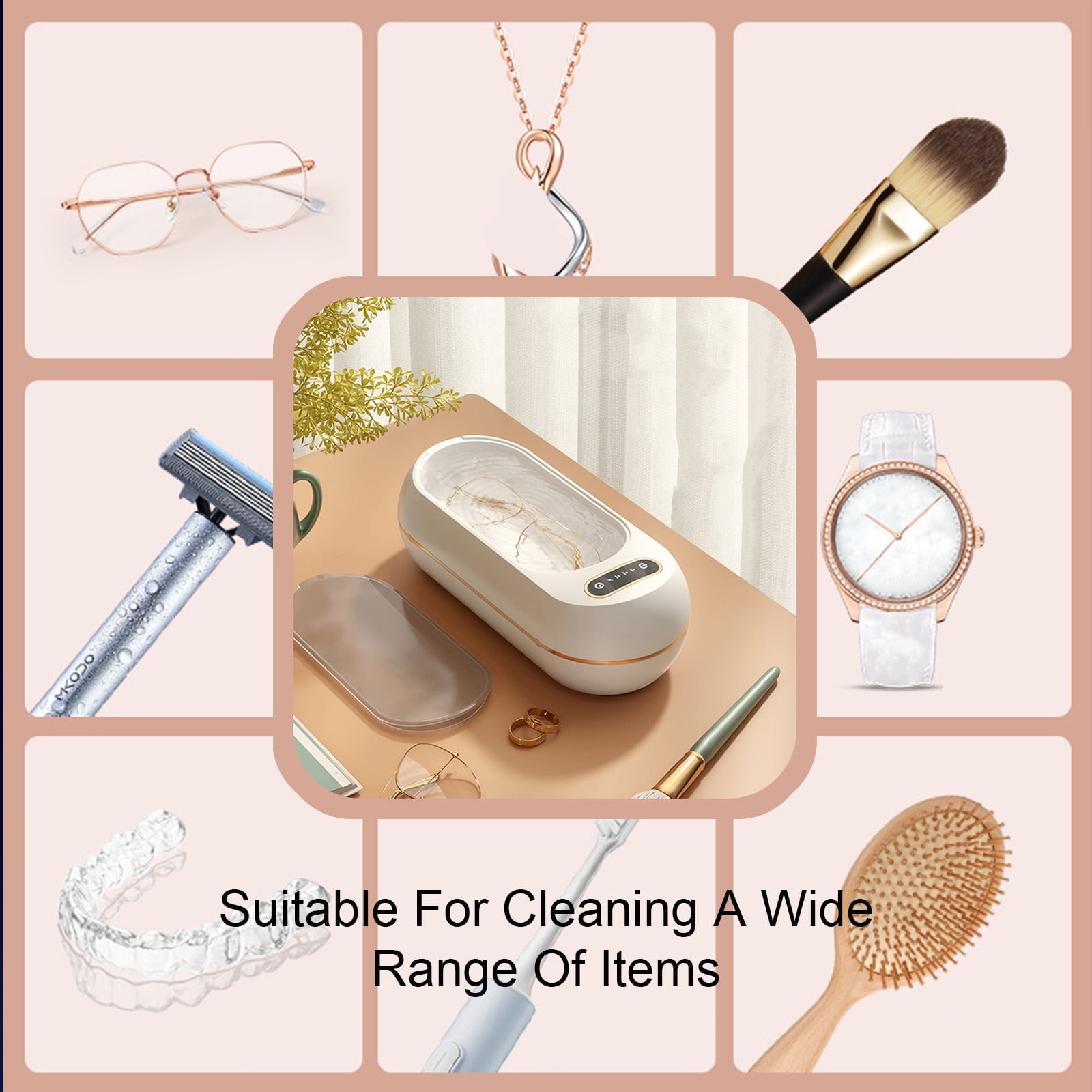 Specollect Clearance 2 Portable Small Frequency Vibration Sonic Jewelry Cleaner, 3/5/10 Minutes Timed Cleaner Machine for Jewelry, Eyeglasses, Rings, Watch Strap, Dentures, Jewelry