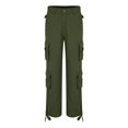 thumbnail image 4 of AILIYIL Women'S Solid Color Low Rise Multi Pocket Cargo Casual Trousers (Army Green,XL), 4 of 7