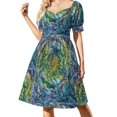 thumbnail image 1 of Vestido de manga corta A Walk to the ropa para mujer vestidos de noche de lujo a la moda para mujer vestido vintage 2025, 1 of 6