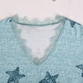 thumbnail image 4 of Women's Summer V-Neck Lace T-shirt Star Print Loose Wild Breatheable Cool Short Sleeve Tops, 4 of 8