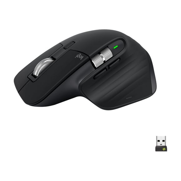 Logitech MX Master 3S Performance Wireless Mouse - Mouse - ergonomic - optical - wireless - Bluetooth, 2.4 GHz - Logitech Logi Bolt USB receiver - black