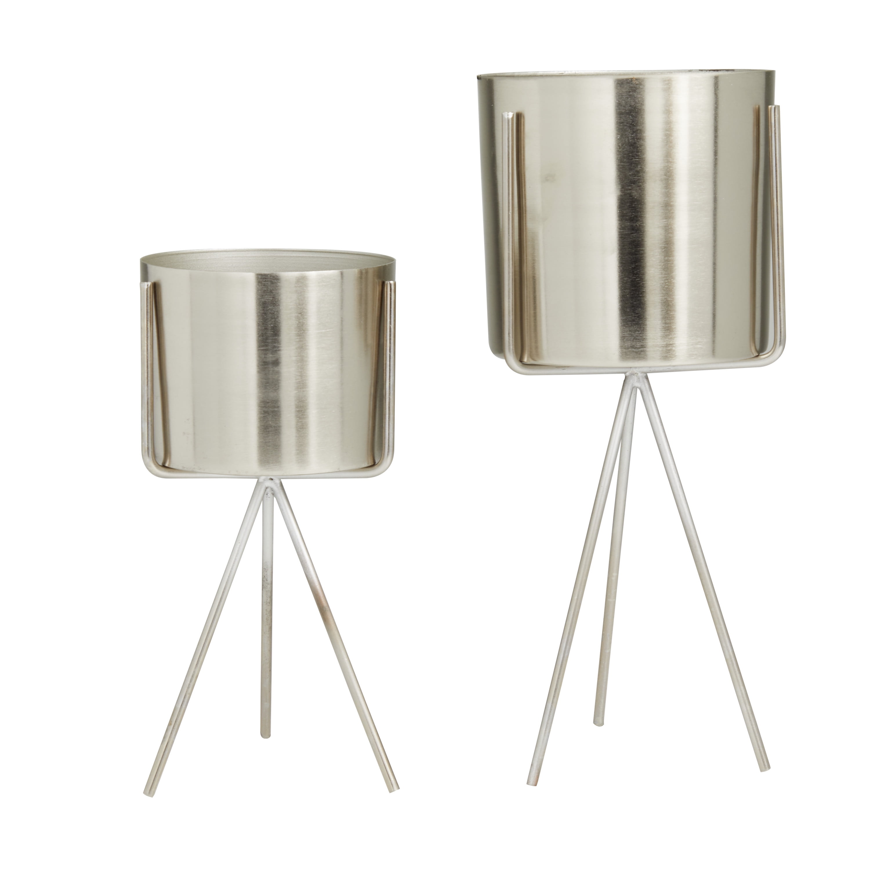 CosmoLiving by Cosmopolitan 5", 4"W Small Silver Metal Planter with Removable Stand (2 Count)