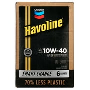 Chevron Havoline Conventional Motor Oil 10W-40, 6 Quart Smart Change Box Case (2-Pack)