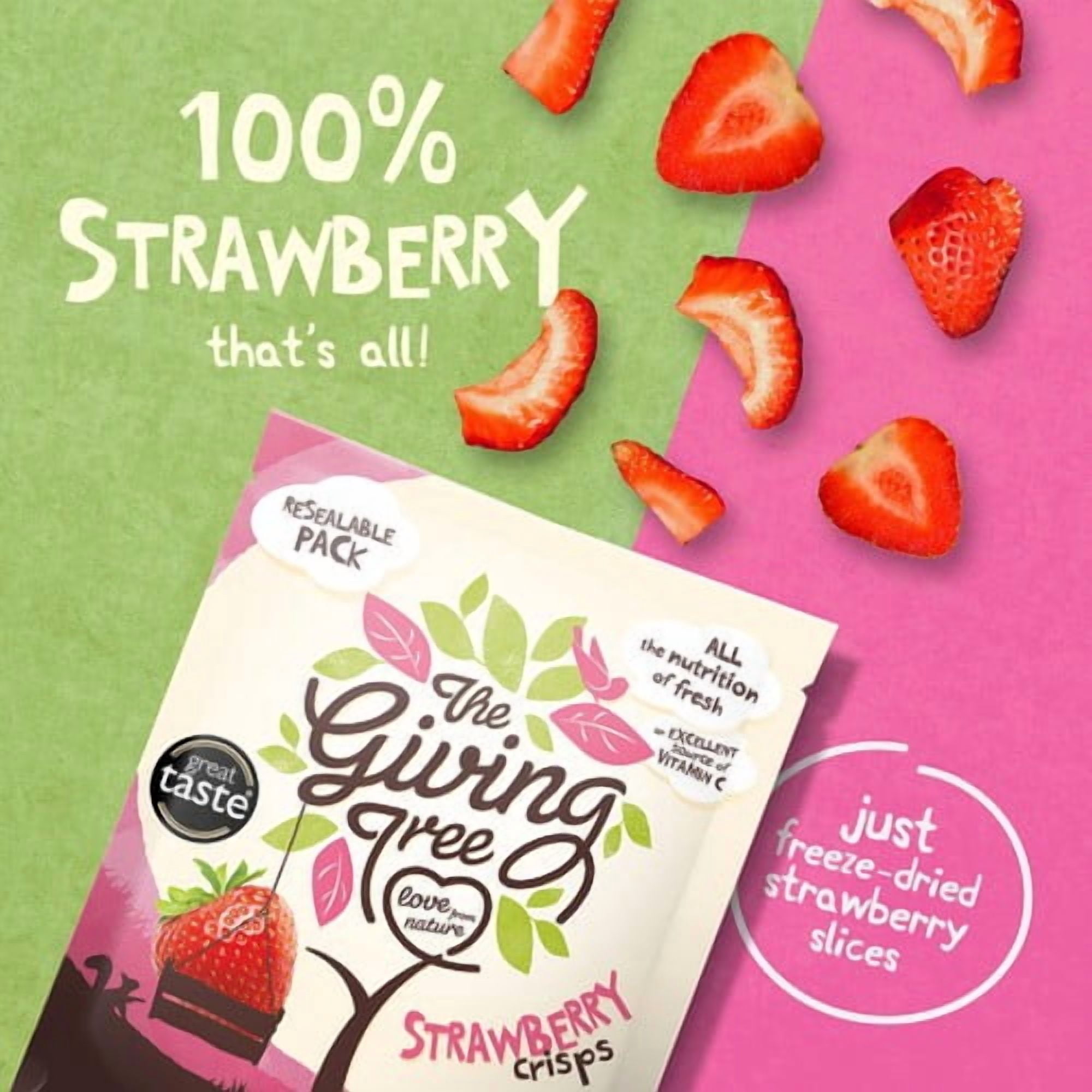 Giving Tree Freeze Dried Strawberry Crisps 38g, British Import (Pack of 2)