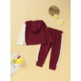 thumbnail image 3 of 4T Baby Girls Outfits 5T Girls Fall Winter Clothes Toddler Girls Long Sleeve Color-blocked Hooded Top Pants 2PCS Set Red, 3 of 6