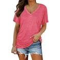 thumbnail image 2 of Womens Tops Short Sleeves V Neck Plain Color Soft Loose Fitting Summer T Shirt Colored Cotton 1Pc Short Sleeve L Shirts for Women, 2 of 6