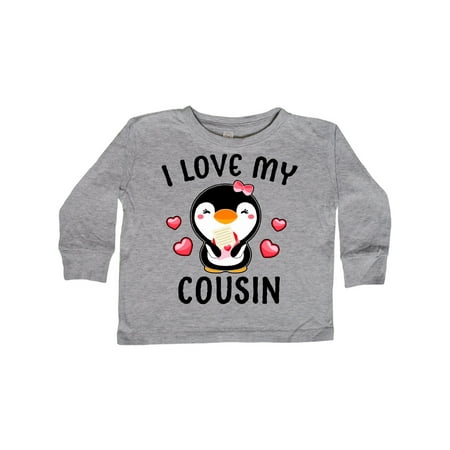 

Inktastic I Love My Cousin with Cute Penguin and Hearts Gift Toddler Toddler Girl Long Sleeve T-Shirt