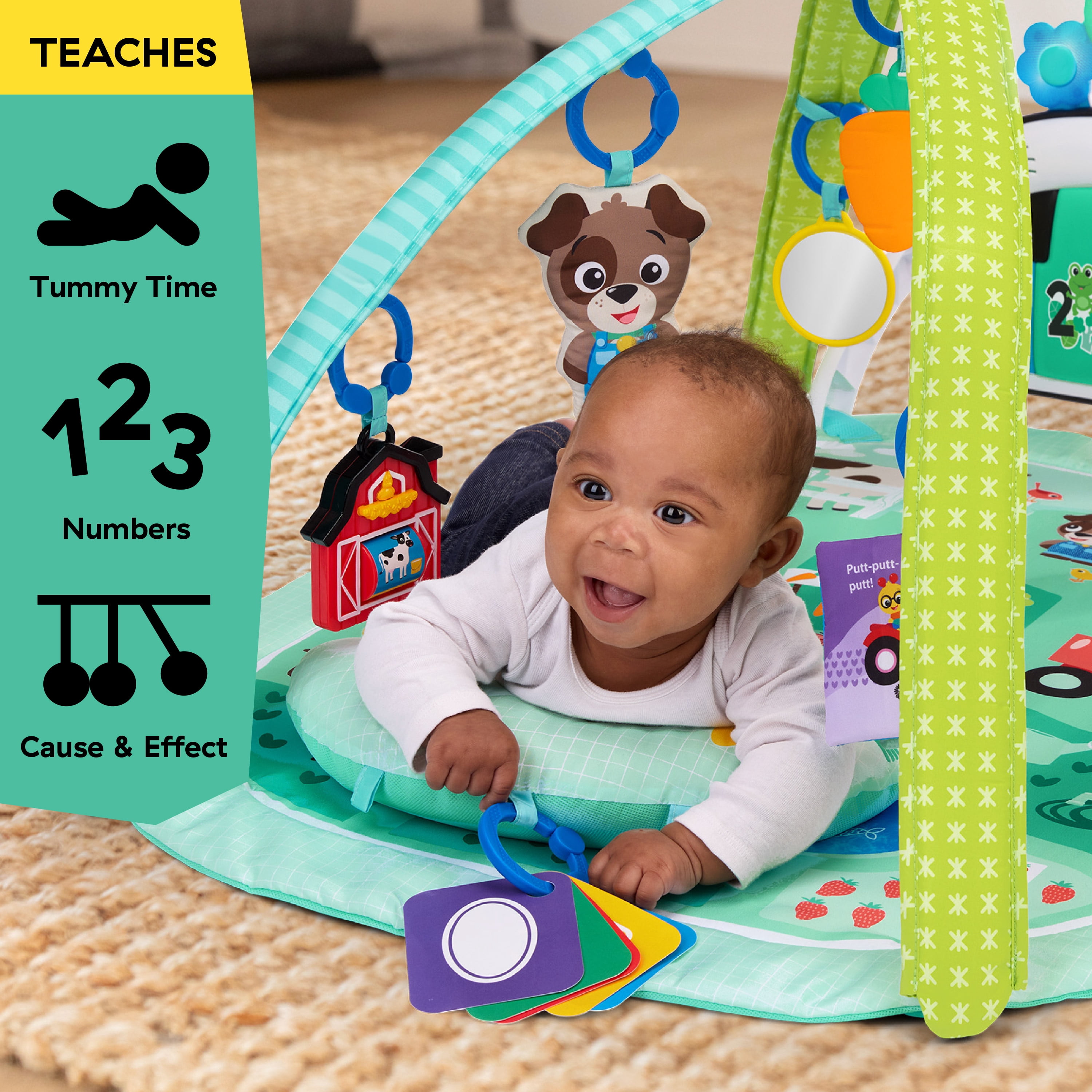 Baby Einstein Farm Explorers 4-in-1 Kickin’ Tunes Musical Meadow Music & Language Discovery Gym, Ages 0+ Months