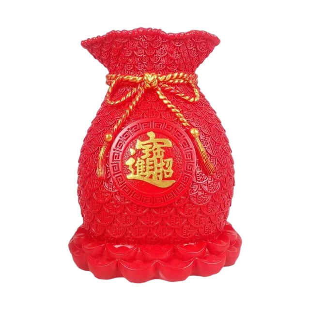 Jarrón de flores creativo con forma de bolsa de dinero dorado para decorar la sala de estar. rojo