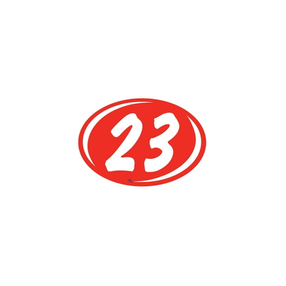 Oval 2-Digit Year Stickers - White/Red - "23" - Pack of 12