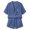 Blue, variant on Women's Breathable Casual Linen Two-Piece Outfit,Knot Front Short Sleeve Top & Rolled Hem Pocket Shorts for Outdoor Sightseeing Use