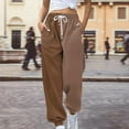 thumbnail image 2 of Baberdicy Sweatpants Women Fashion Women's Loose Breathable Color Blocking Gradient Casual Pants Side Pockets Leg Opening Drawstring Seasonal Casual Pants Sweatpants B-Khaki, 2 of 4