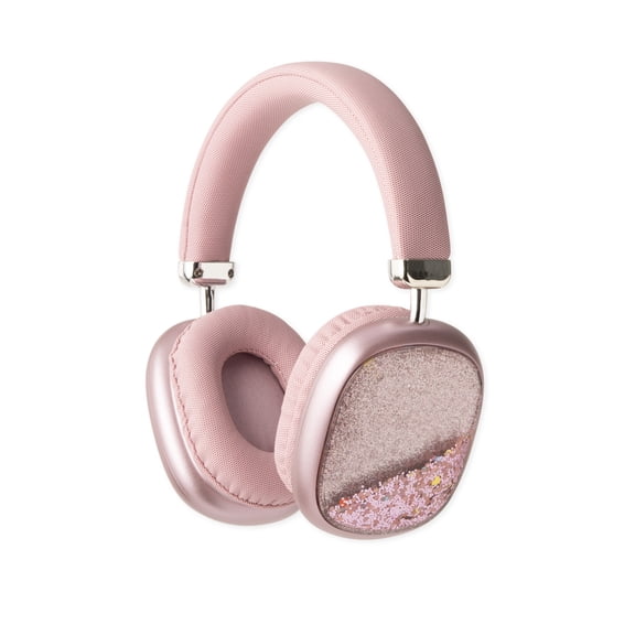 PWRD Pink Liquid Glitter Wireless Bluetooth Headphones, Over Ear with Microphone