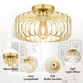 thumbnail image 2 of DONGPAI Modern Gold Flush Mount Light Fixture 11.8" Industrial Metal Cage Semi Flush Mount Ceiling Light for Hallway Living Room Kitchen Entryway Farmhouse (With Bulb), 2 of 9