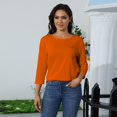 thumbnail image 4 of DENGDENG Womens 3/4 Length Sleeve Tops Elbow Sleeve Casual Tshirts Loose Summer Boat Neck Tunics Business Three Quarter Length Shirts Trendy Pullover Top with Pocket Orange S, 4 of 9